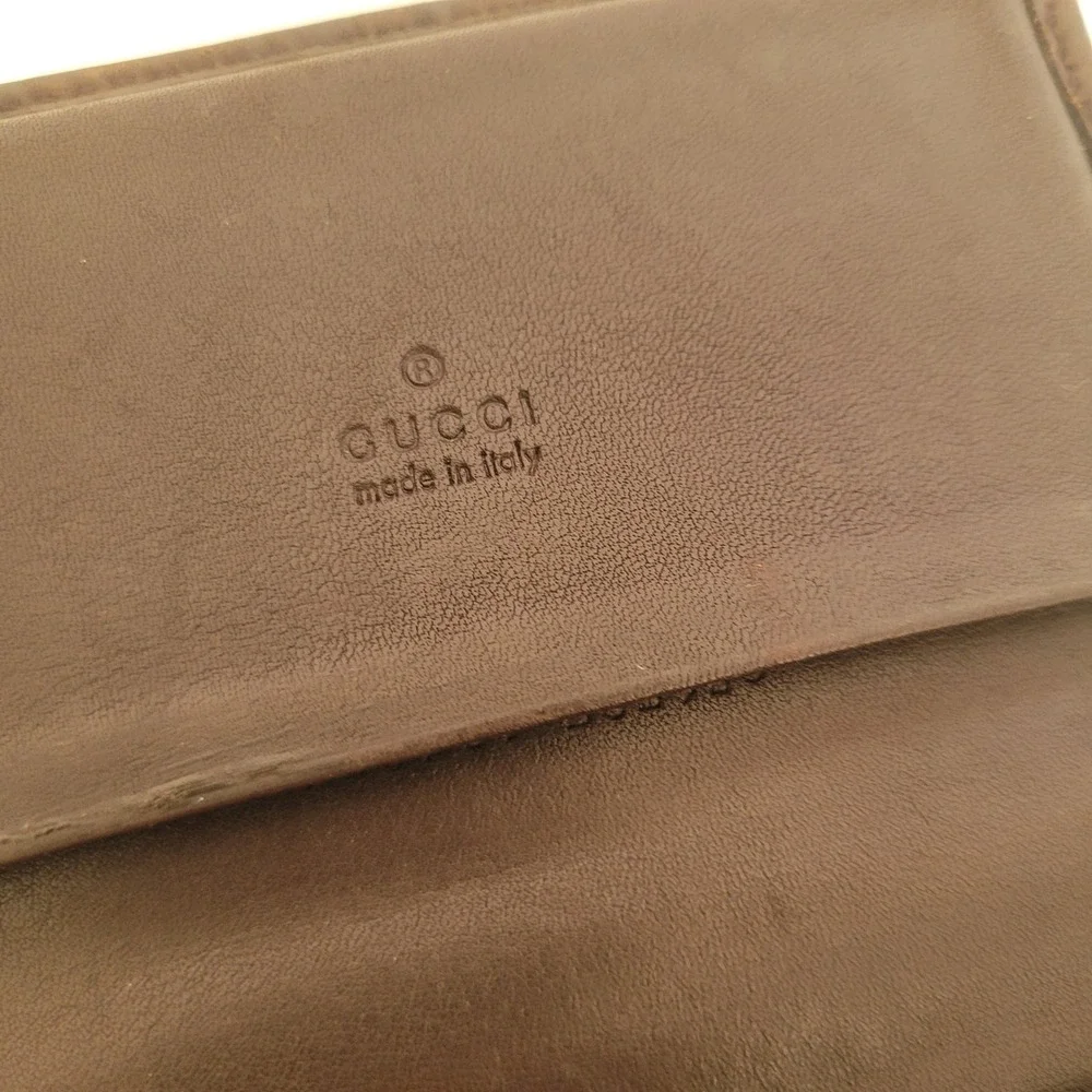 Gucci Guccissima Brown Leather Card Case Wallet GG Monogram 251727-496334 Italy